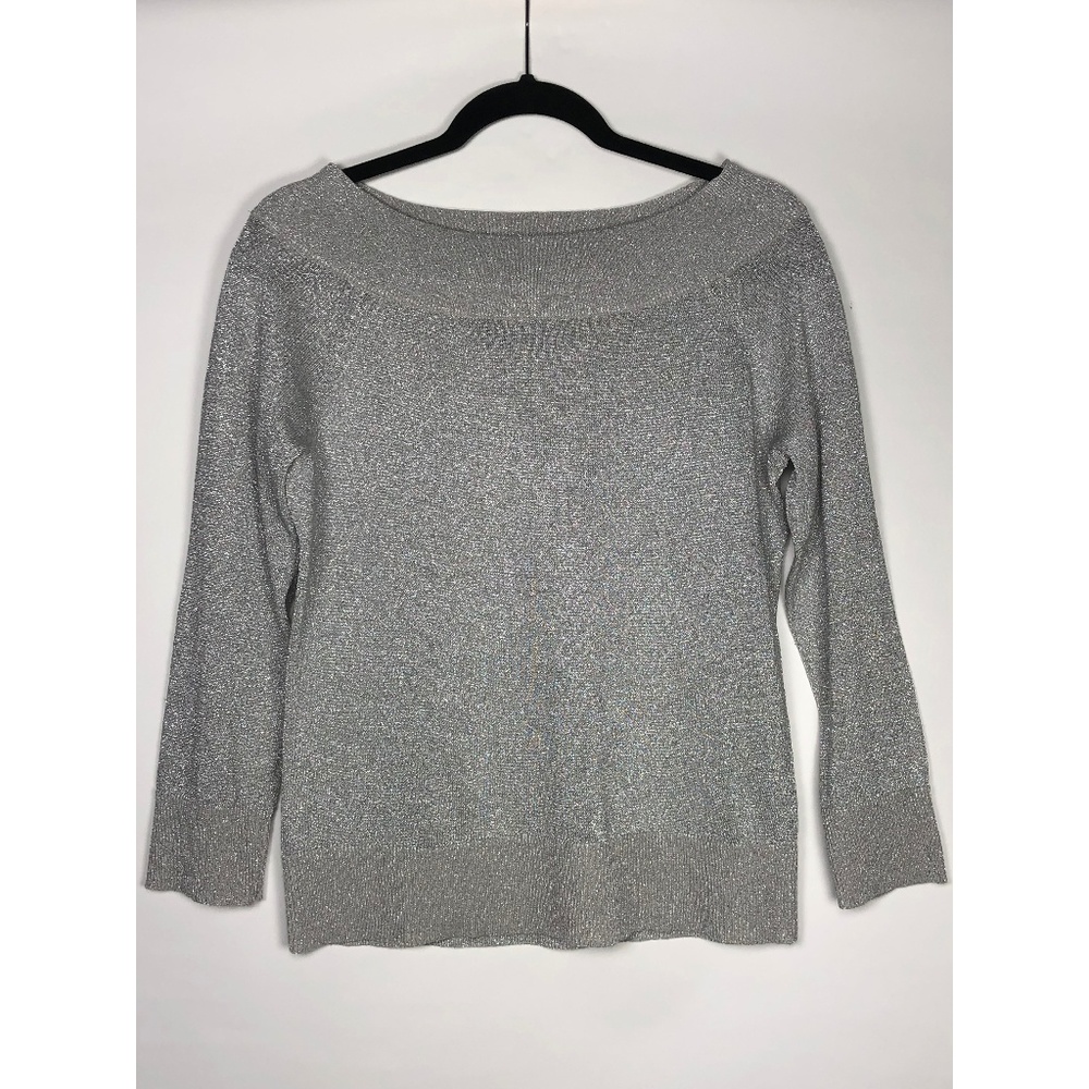 American Living Metallic Silver Stretch Top